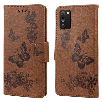 Imprint Butterfly Flower Læderpung-etui med Stand til Samsung Galaxy A03s (166,5 x 75,98 x 9,14 mm)