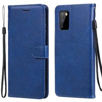 KT Leather Series-2 ensfarvet PU-læder-telefontaske Stand -cover med rem til Samsung Galaxy A03s (166,5 x 75,98 x 9,14 mm)