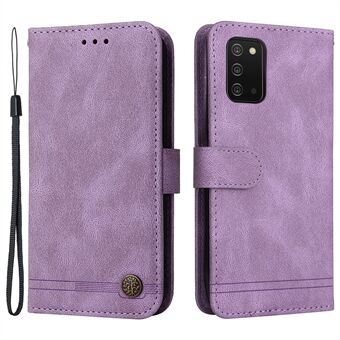 Tree Pattern Metal Button Decor Wallet Stand Flip Cover PU Leather Phone Case with Wrist Strap for Samsung Galaxy A03s (166.5 x 75.98 x 9.14mm)