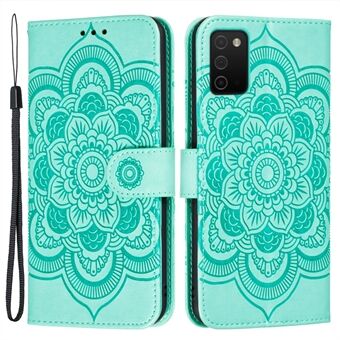 Stand Wallet Design Imprinting Mandala Flower Leather Phone Protector Case for Samsung Galaxy A03s (166.5 x 75.98 x 9.14mm)