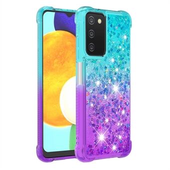 For Samsung Galaxy A03s (166.5 x 75.98 x 9.14mm) LE3 Series Drop-proof Anti-scratch Gradient Flowing Liquid Quicksand TPU Cell Phone Cover - Sky Blue/Purple