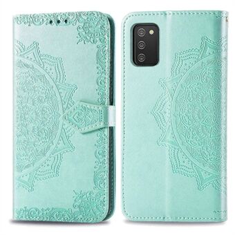 For Samsung Galaxy A03s (166.5 x 75.98 x 9.14mm) Mandala Embossment PU Leather Cover Wallet Stand Phone Case