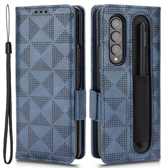 Til Samsung Galaxy Z Fold3 5G Drop-sikker telefon Flip Wallet Case med pennespalte Trekantmønster påtrykt beskyttende Stand