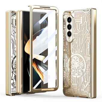 Foldebart telefoncover til Samsung Galaxy Z Fold3 5G Mechanical Legend Series Elektroplettering PC-skal med hærdet glasfilm