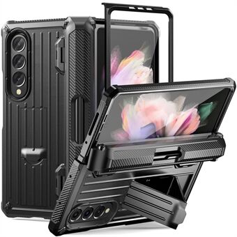 Til Samsung Galaxy Z Fold3 5G PC+TPU telefonetui Penholder Hængsel Telefon Støttebetræk med PET skærmbeskytter