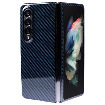 Til Samsung Galaxy Z Fold3 5G Aramid Fiber Cover Blank Carbon Fiber Texture Mobiltelefon taske - Blank blå