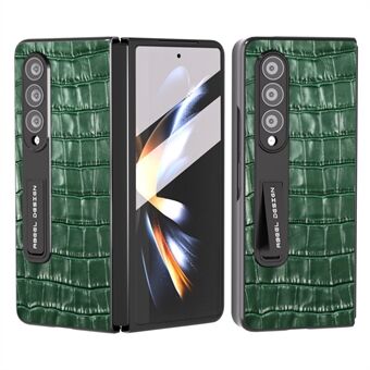 ABEEL Til Samsung Galaxy Z Fold3 5G Crocodile Texture Bagcover Kohud Læder+PC Kickstand Telefoncover med hærdet glasfilm