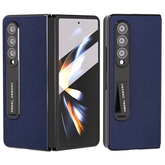 ABEEL til Samsung Galaxy Z Fold3 5G okselæder+PC-telefonetui Kickstand Beskyttende skal med hærdet glasfilm