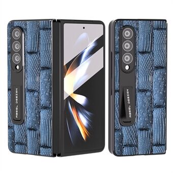 ABEEL Til Samsung Galaxy Z Fold3 ægte ko-læder+pc-telefonetui Mahjong Texture Kickstand Foldebart cover med skærmfilm