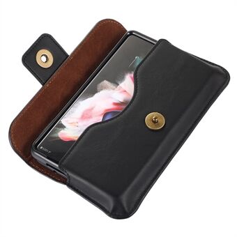 Til Samsung Galaxy Z Fold3 5G Crazy Horse Texture PU-læder talje telefontaske Vandret bælteløkke telefontaske