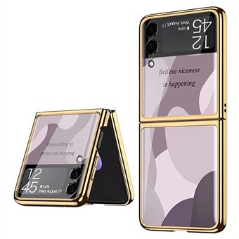 GKK Morandi Style Mønster Udskrivning Galvanisering Anti-ridse hærdet glas + PC Hybrid Telefon Case til Samsung Galaxy Z Flip3 5G