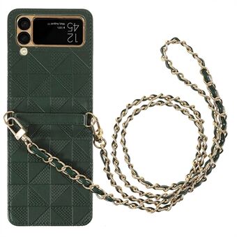 PU-læderbelagt pc-telefontaske med metalramme og telefoncover med hængestrop til Samsung Galaxy Z Flip3 5G
