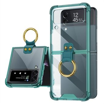 GKK Four Corners Drop-proof Hard PC Flipping Phone Case med Metal Ring Kickstand til Samsung Galaxy Z Flip3 5G