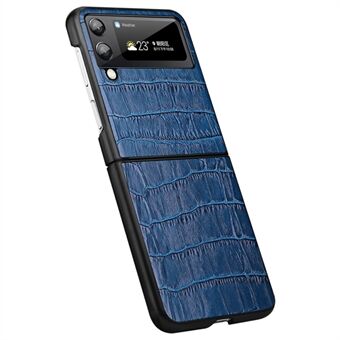 Til Samsung Galaxy Z Flip3 5G Crocodile Texture ægte læderbelægning Anti-ridse hårdt pc-telefoncover
