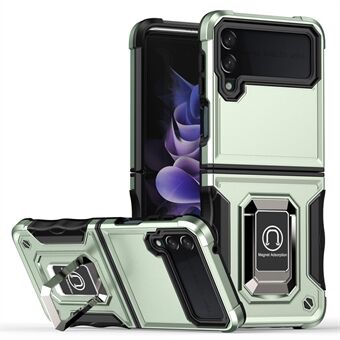 Til Samsung Galaxy Z Flip3 5G Ring Holder Kickstand Hard PC + Soft TPU Dual Layer Protection Hybrid Phone Case