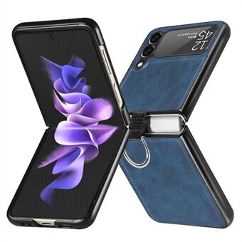Til Samsung Galaxy Z Flip3 5G Ring PU-læderbelagt pc-etui Anti-ridse Foldetelefoncover