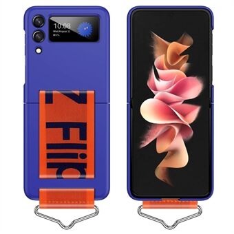 Til Samsung Galaxy Z Flip3 5G Anti-ridse Telefon Bagcover Hard PC Folde Mobiltelefon Taske med håndrem og Ring