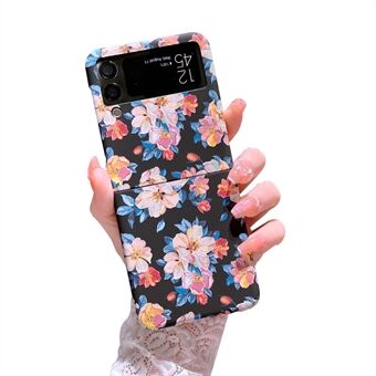 Til Samsung Galaxy Z Flip3 5G Blomstermønster prægning mat lysende hårdt pc-telefoncover