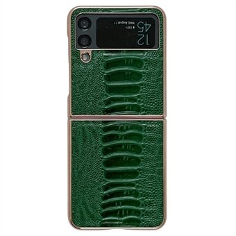 Til Samsung Galaxy Z Flip3 5G Anti-Drop telefoncover Galvanisering Stødsikkert cover Krokodilletekstur Ægte læder+TPU+PC-telefoncover