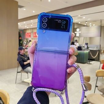 Til Samsung Galaxy Z Flip3 5G Gradient Color TPU telefontaske Drop-sikker bagcover med snor