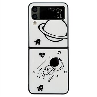 Til Samsung Galaxy Z Flip3 5G Astronaut Pattern Glas+PC-telefonetui Foldeligt telefoncover