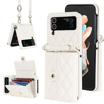 ZD 03 Stitching Wallet Phone Case til Samsung Galaxy Z Flip3 5G stødsikkert PU-læder hårdt pc-cover med rem