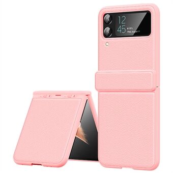 Til Samsung Galaxy Z Flip3 5G Hængselbeskyttelse Telefon Case Litchi Texture Kohud Læder+PC Cover