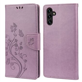 Imprinting Butterfly Flower PU Læder Justerbar Stand Wallet Phone Case til Samsung Galaxy A13 5G / A04s 4G (164,7 x 76,7 x 9,1 mm)