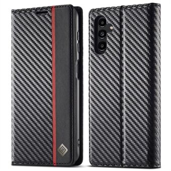 LC.IMEEKE Carbon Fiber Texture Stand Design PU-læder Magnetisk autolukkende telefoncover til Samsung Galaxy A13 5G / A04s 4G (164,7 x 76,7 x 9,1 mm)