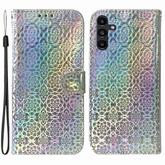 Til Samsung Galaxy A13 5G / A04s 4G (164,7 x 76,7 x 9,1 mm) Stand Wallet PU-læderetui Blændende blomstermønster Folio Flip-telefoncover