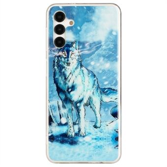 Til Samsung Galaxy A13 5G / A04s (164,7 x 76,7 x 9,1 mm) Skalmønster IMD TPU telefoncover 2,0 mm fortykket anti-ridse telefoncover - Snow Wolf