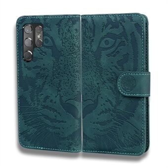 Tigermønster påtrykt magnetisk lås lædertelefontaske Stand tegnebogscover til Samsung Galaxy S22 Ultra