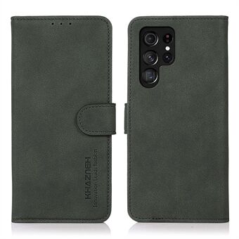 KHAZNEH Magnetisk lukning Stødsikker PU-læder tegnebogscover Stand Design Telefonetui til Samsung Galaxy S22 Ultra 5G - Grøn