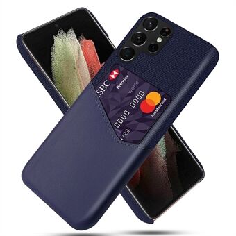 KSQ Drop-resistent PU-læderbelagt hård pc-telefontaske Stofteksturcover med enkelt kortslot til Samsung Galaxy S22 Ultra 5G