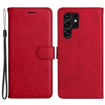 Justerbar Stand Flip Phone Case KT Læder Series-2 Ensfarvet tegnebog PU læder + TPU telefoncover til Samsung Galaxy S22 Ultra 5G