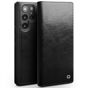 QIALINO til Samsung Galaxy S22 Ultra 5G Folio Flip Wallet Stand Design Stødsikker mobiltelefonetui i ægte læder
