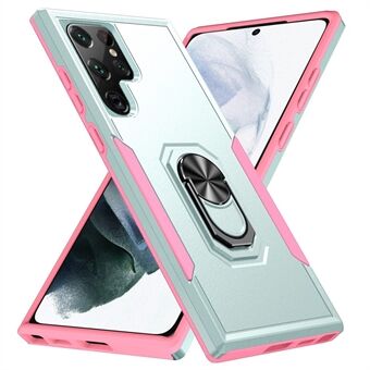 Defender Series PC + TPU mobiltelefon etui til Samsung Galaxy S22 Ultra 5G, slagfast telefoncover med roterende Ring Kickstand