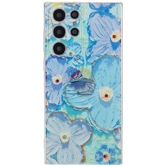 Til Samsung Galaxy S22 Ultra 5G Anti-slid Epoxy Rhinestone Decor Anti-drop TPU etui IMD blomstermønster bagcover