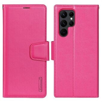 HANMAN Mill Series Anti-drop Phone Case til Samsung Galaxy S22 Ultra 5G Protective Folio Flip Cover PU Læder Blød TPU Wallet Phone Case