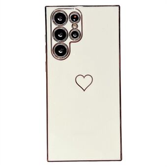 Til Samsung Galaxy S22 Ultra 5G Heart Decor Phone Case 6D galvanisering Blødt TPU telefoncover