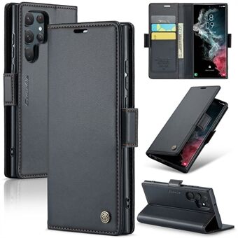 CASEME 023-serien til Samsung Galaxy S22 Ultra 5G læderpungetui RFID- Stand Litchi Texture Telefoncover