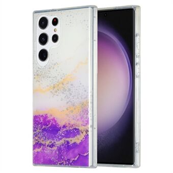 Til Samsung Galaxy S22 Ultra 5G marmormønster IMD telefoncover TPU+PC galvanisering telefoncover - marmormønster