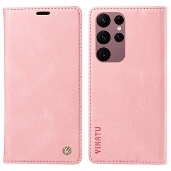 YIKATU YK-004 Skin-touch lædercover til Samsung Galaxy S22 Ultra 5G , Stand Shell Wallet Phone Case