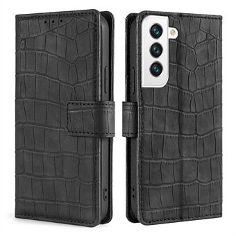 Understøttende Stand Crocodile Texture Wallet Lædertaske Anti-drop telefoncover Shell til Samsung Galaxy S22 5G