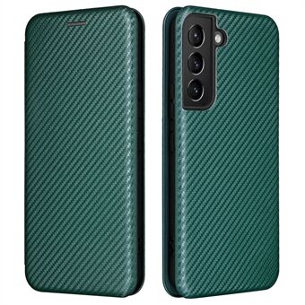 Carbon Fiber Texture Autoabsorberet magnetisk lukning Stand telefontaske med kortplads til Samsung Galaxy S22 5G