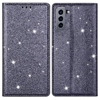 Ultratynd Glitter Pailletter PU Læder Magnetisk Autoabsorberet Telefon Etui Stand Cover med kortplads til Samsung Galaxy S22 5G