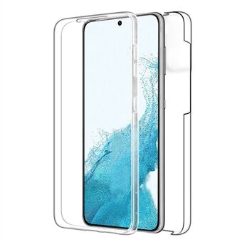 Ridsefast telefonskal klar 2-i-1 hård pc-bagside+PET-frontcover+TPU Edge Hybrid-telefoncover til Samsung Galaxy S22 5G