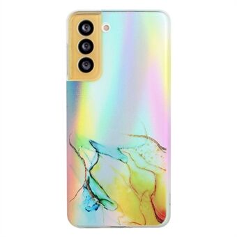 Stilfuldt let slankt, farverigt laserprægningsmarmormønster, blødt snoet TPU-telefoncover til Samsung Galaxy S22 5G