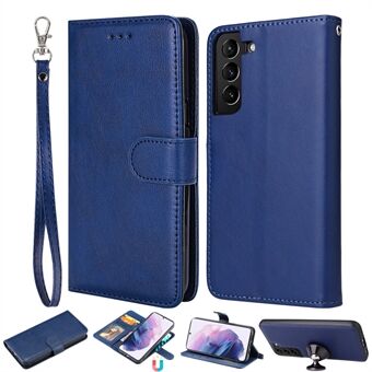 Til Samsung Galaxy S22 5G aftageligt læderbelagt TPU-telefontaske Foldebart Stand tegnebog Lædercover med rem