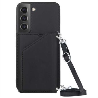 YB-1 Series Card Slots Telefonetui til Samsung Galaxy S22 5G, PU læderbelagt TPU magnetisk lås Støttebagcover med skulderrem